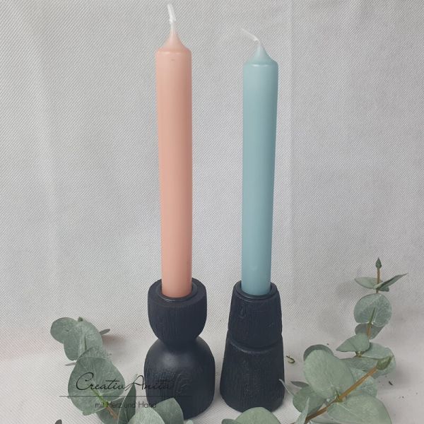 Kerzenhalter-Set aus Mangoholz schwarz
